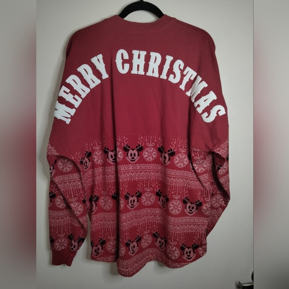 Disney (Sz L) Red & White Mickey Mouse Merry Christmas Spirit Jersey LS Sweater - Picture 9 of 10